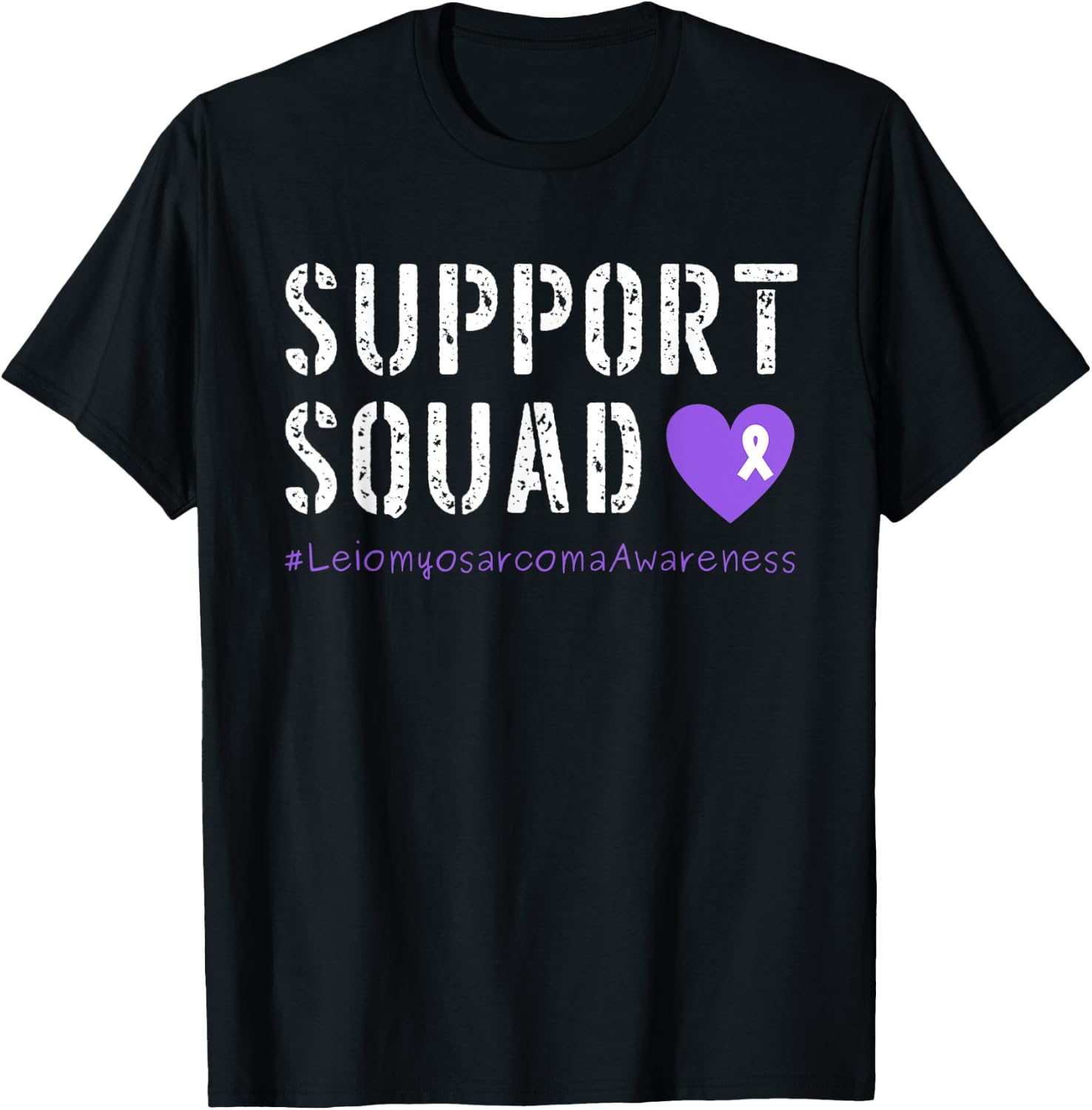 Purple Ribbon Men Women Kids Leiomyosarcoma Cancer Awareness T-Shirt - T-Shirt | Black