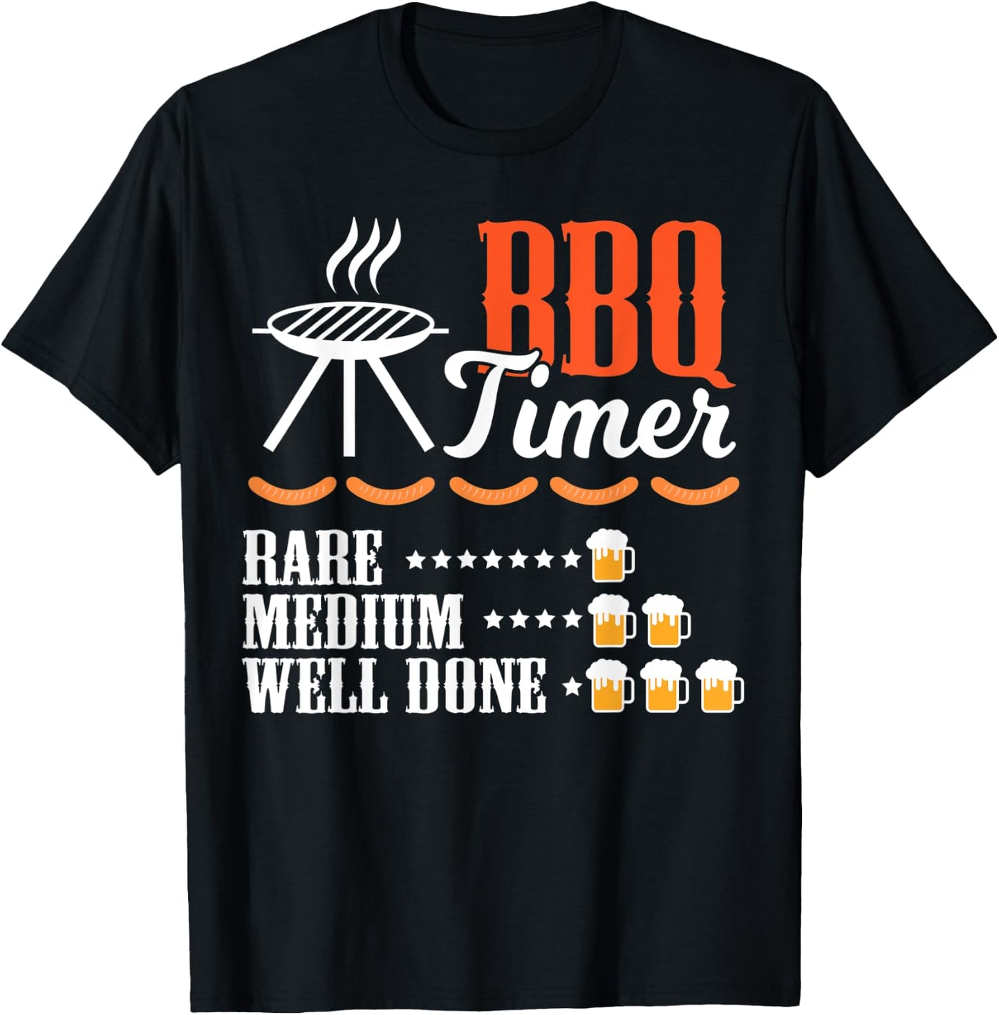 Vintage BBQ Timer Beer Drinking Funny Grilling T-Shirt - T-Shirt | Black
