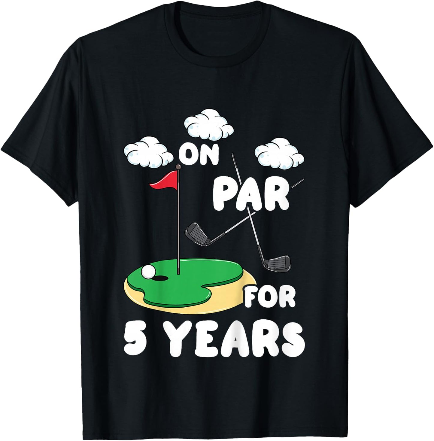 Kids 5th Birthday Golf Funny Golfer 5 Year Old Boy Girl T-Shirt - T-Shirt | Black