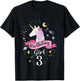 3 Year Old Girl Birthday Unicorn Shirt 3rd Birthday T-Shirt - T-Shirt | Black