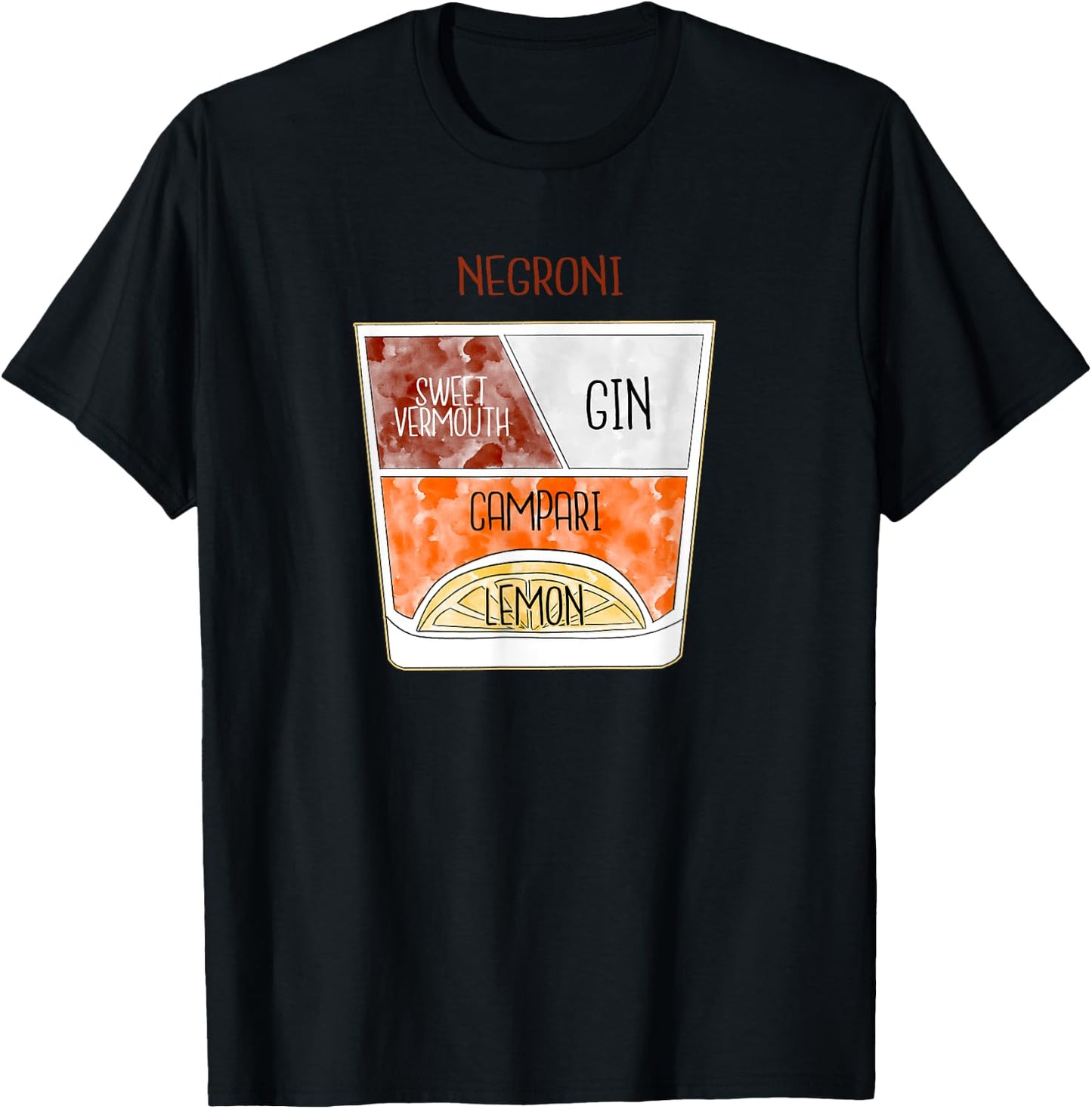 Negroni T Shirt Negroni Cocktail Poster Bartender T-Shirt - T-Shirt | Black