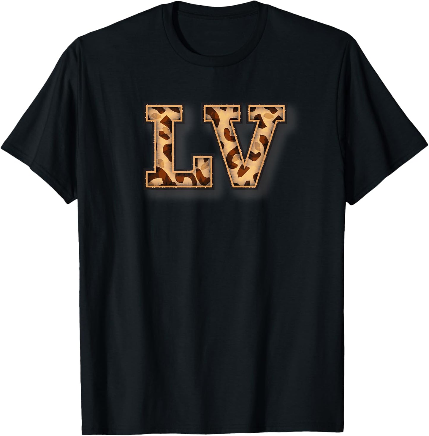 Cute Letter LV Initial Name Leopard Cheetah Animal T-Shirt - T-Shirt | Black