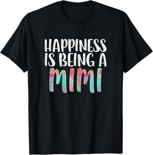 Happiness Is Being A Mimi Shirt Women Mothers Day T-Shirt - T-Shirt | Black