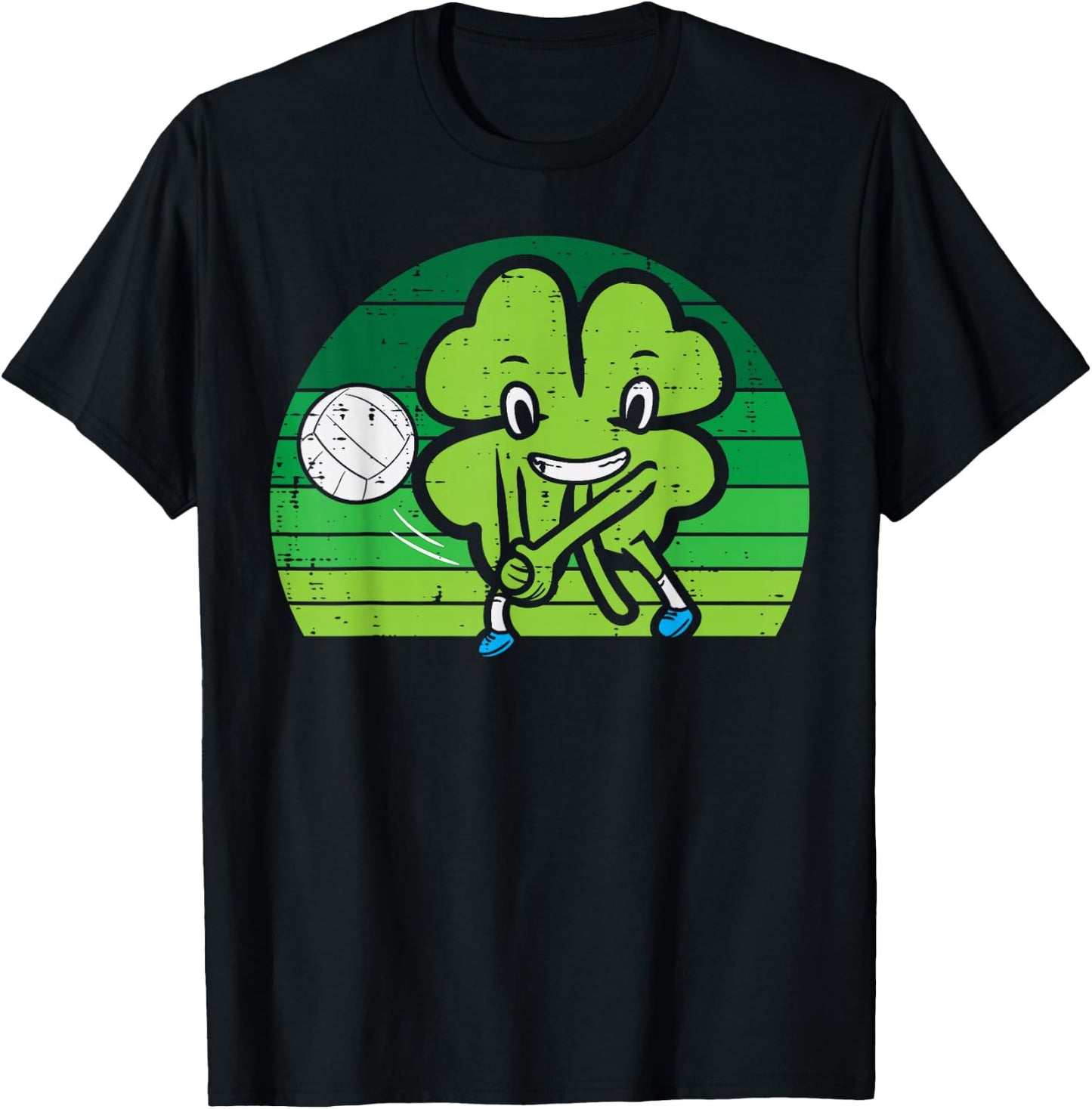 Shamrock Playing Volleyball St Patricks Day Boys Girls Kids T-Shirt - T-Shirt | Black