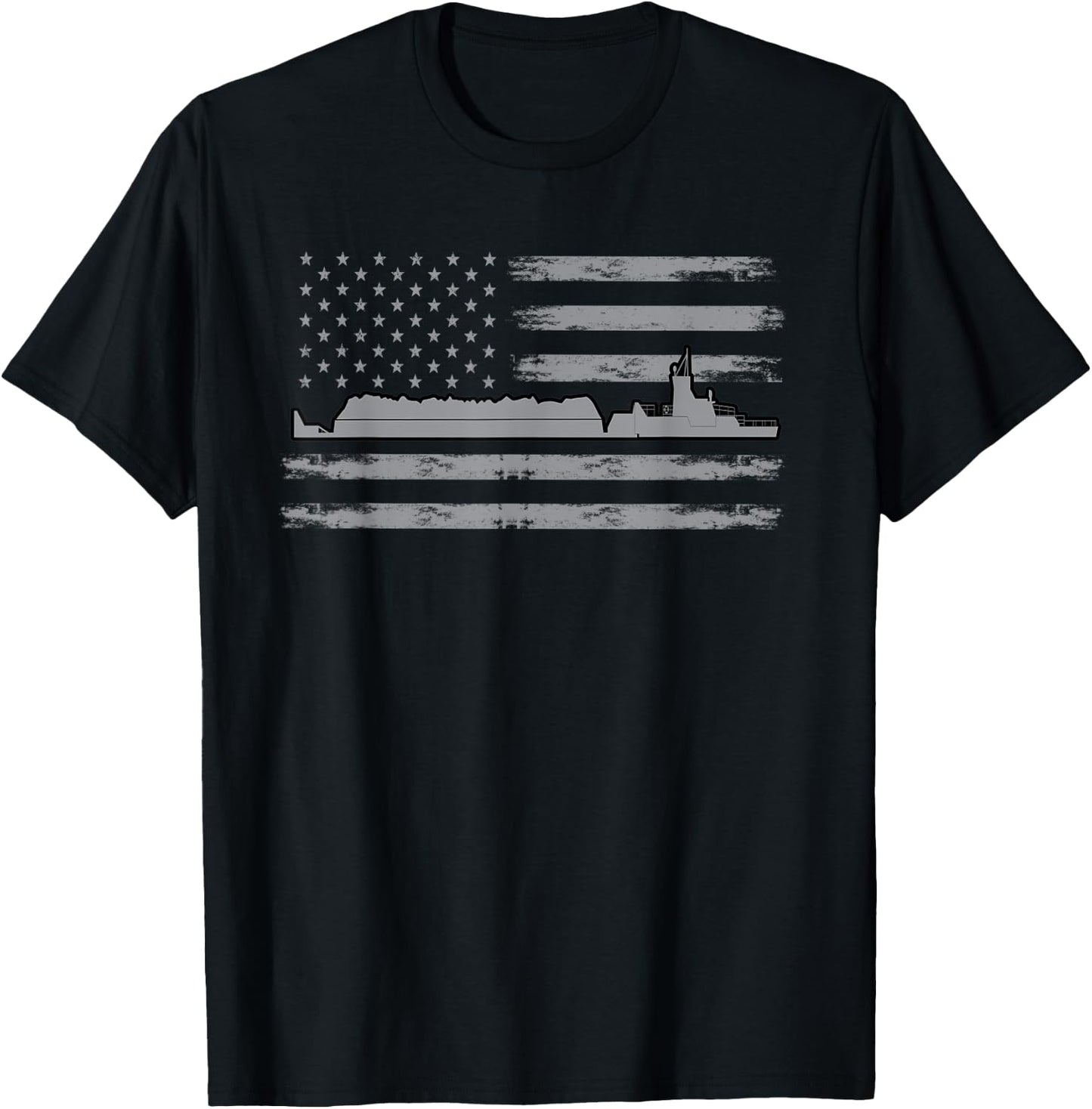 Great USA Flag Barge Outfit Love Barge Boat America Women Men T-Shirt - T-Shirt | Black