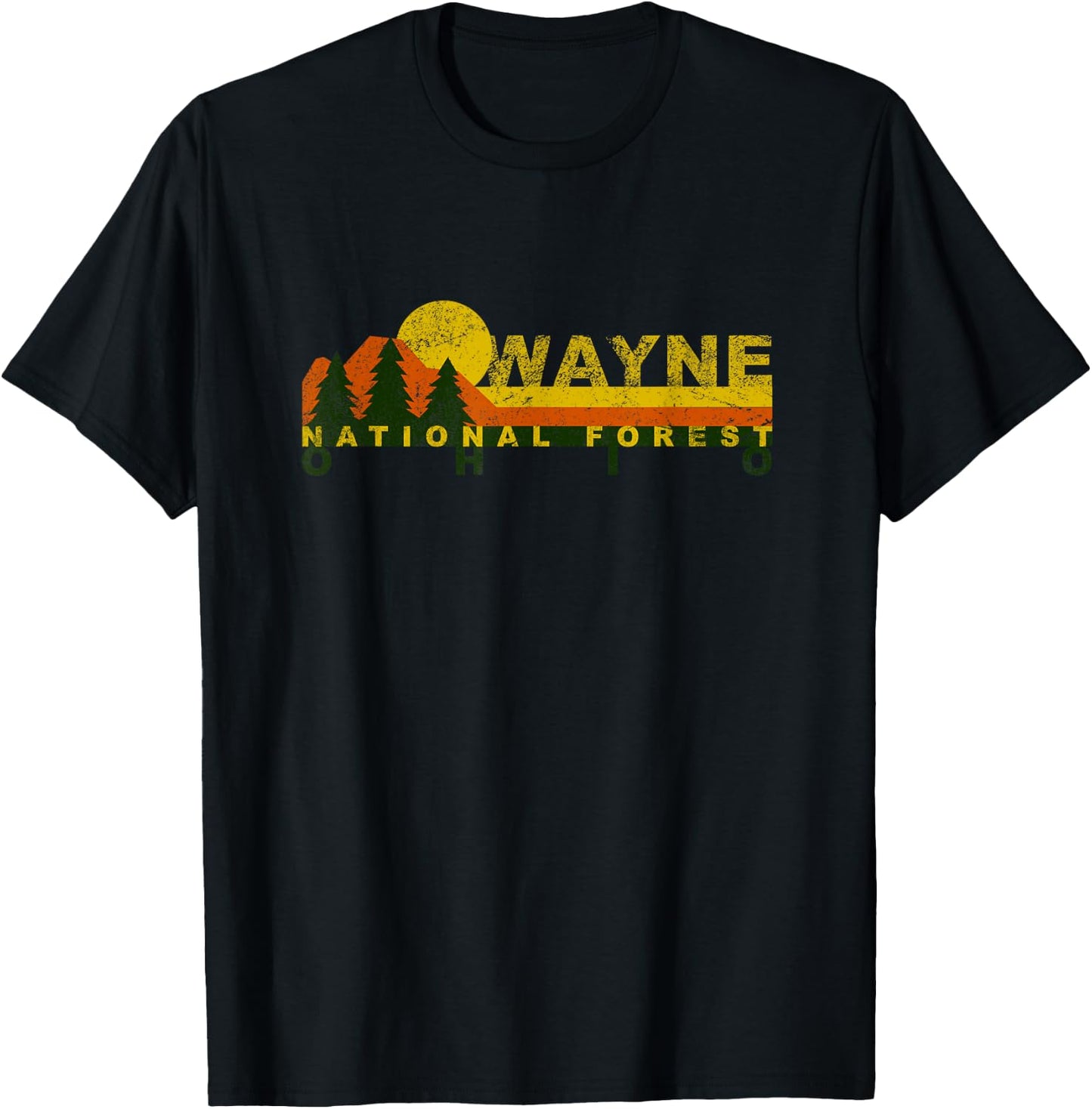Wayne National Forest Vintage Retro T-Shirt - T-Shirt | Black