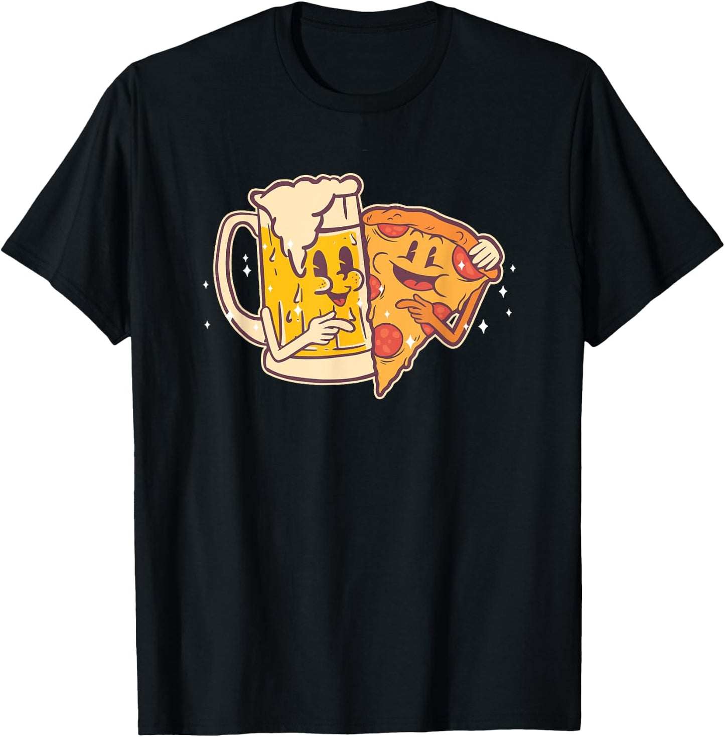 Beer and Pizza Cute Funny Best Friends Pizza T-Shirt - T-Shirt | Black