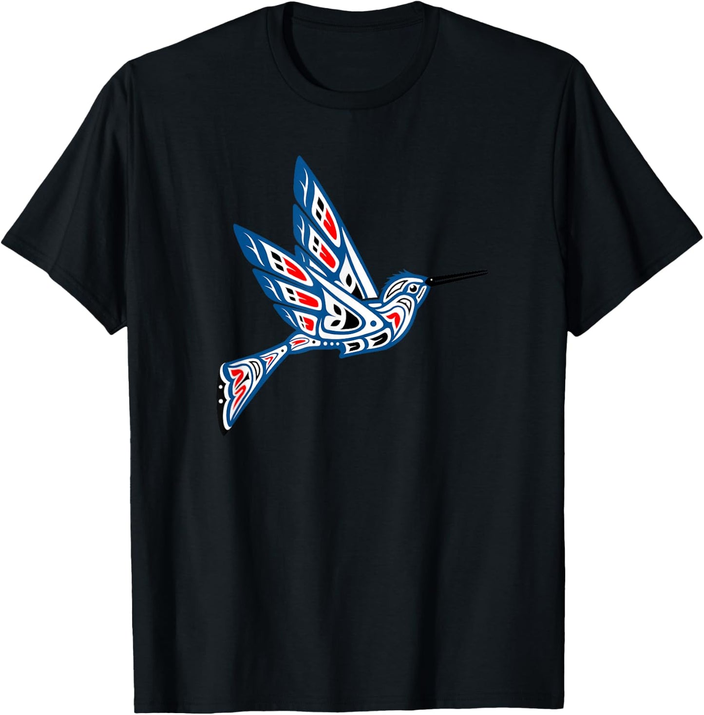 Hummingbird Native American Indian Pacific Northwest Art T-Shirt - T-Shirt | Black