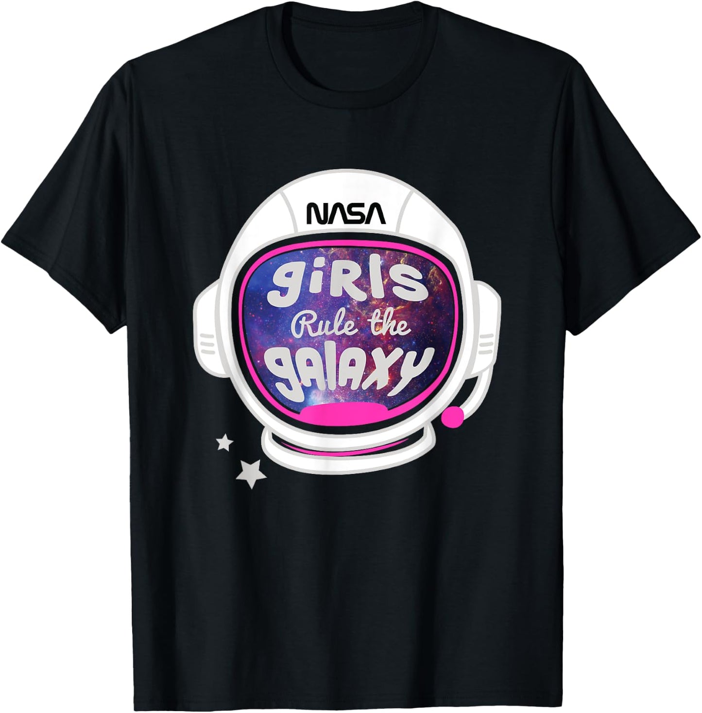 NASA Cute Helmet Girls Rule The Galaxy Big Chest Poster V2 T-Shirt - T-Shirt | Black