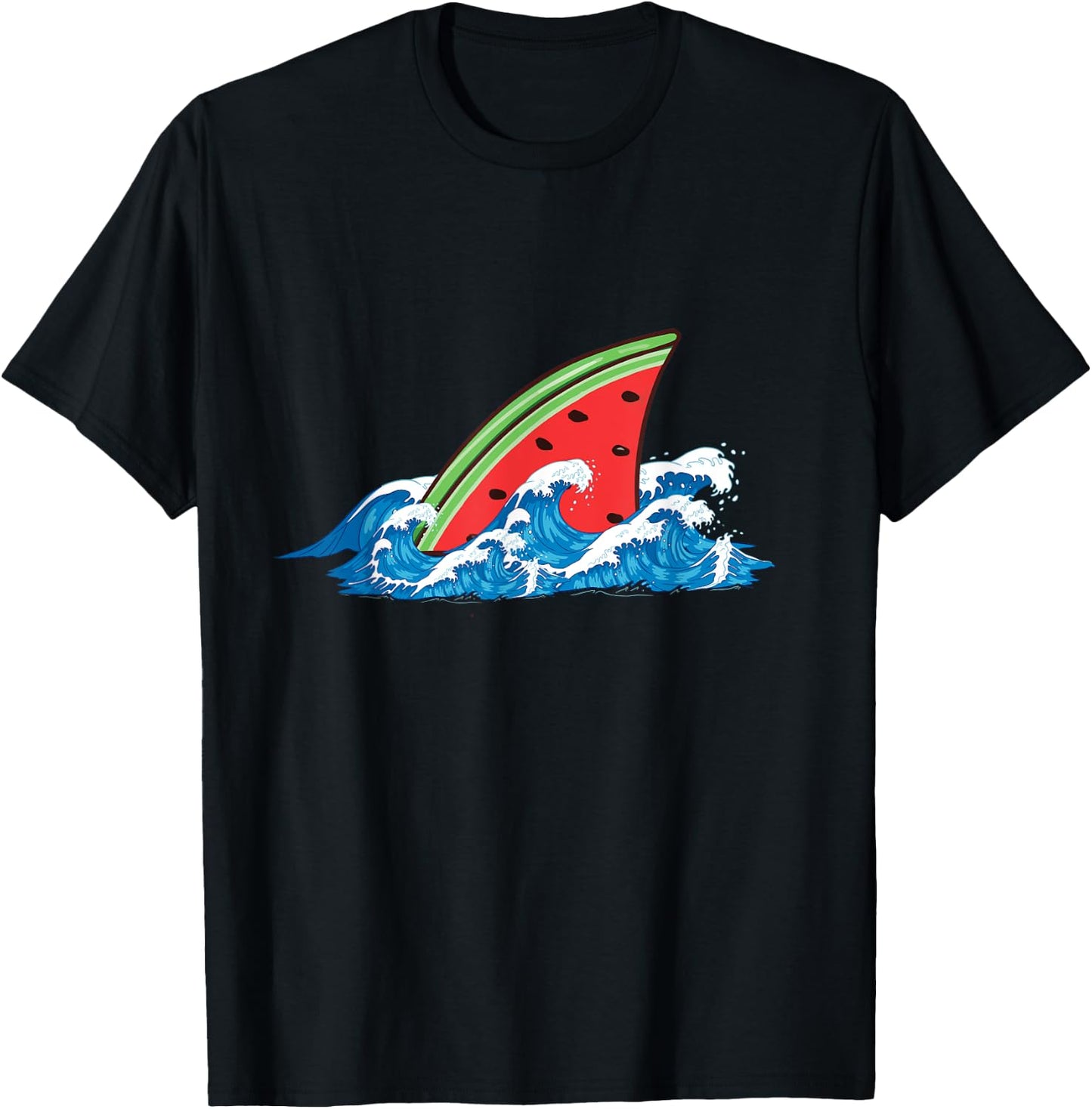 Shark Watermelon Cute Shark For Boys And Girls T-Shirt - T-Shirt | Black
