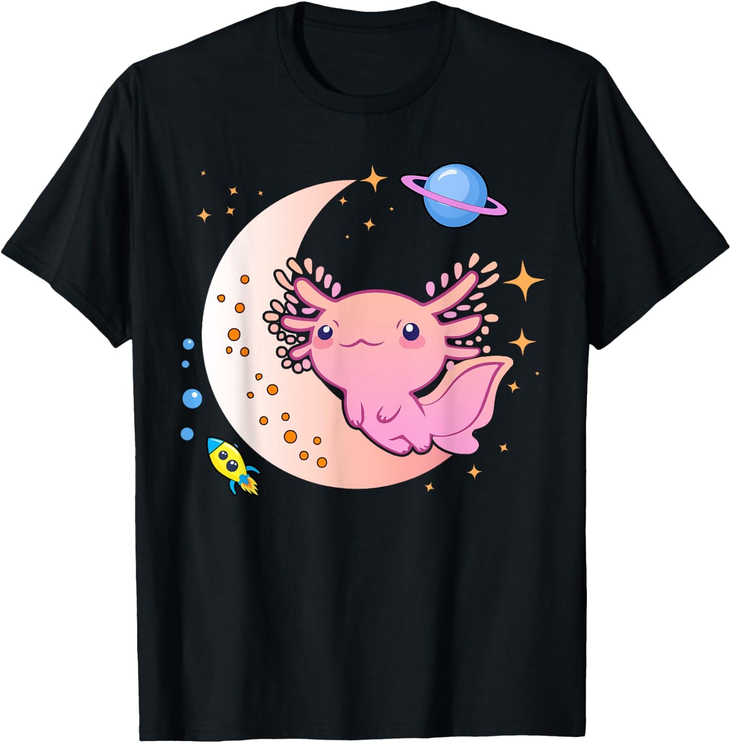 Cute Space Axolotl-Shirt Kids Teen Girl Kawaii Pastel Goth T-Shirt - T-Shirt | Black