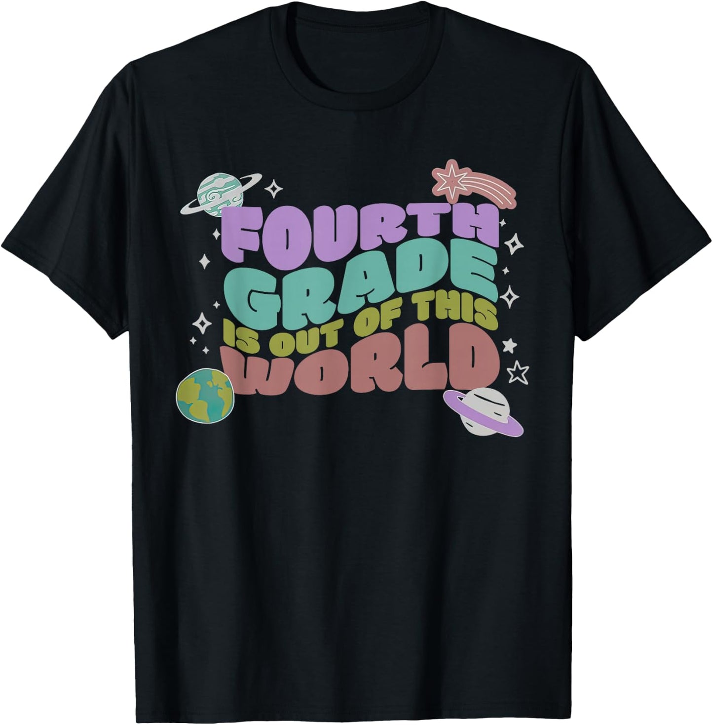 Retro Fourth Grade Is Out of This World's 4th Outer Space T-Shirt - T-Shirt | Black