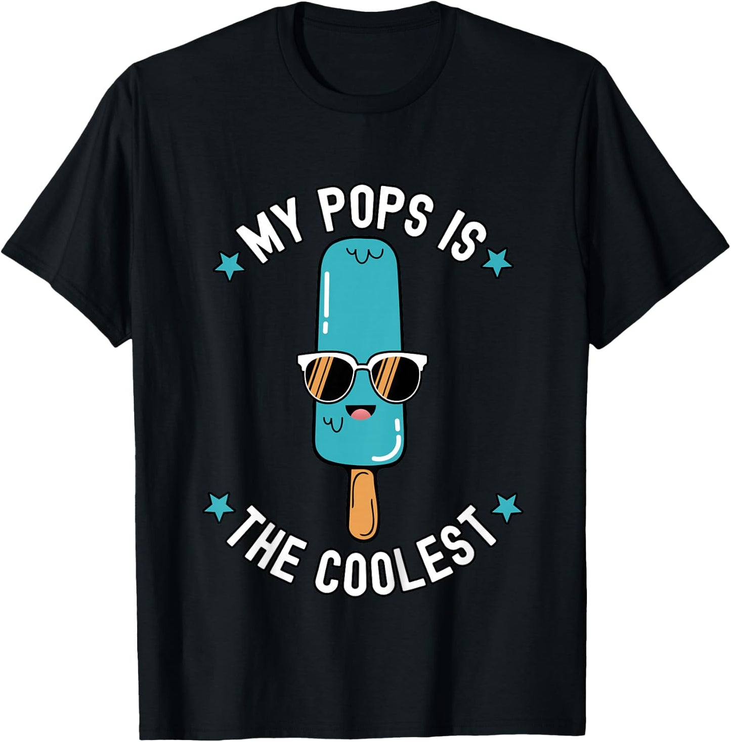 My Pops Is The Coolest Funny Popsicle Graphic Summer T-Shirt - T-Shirt | Black
