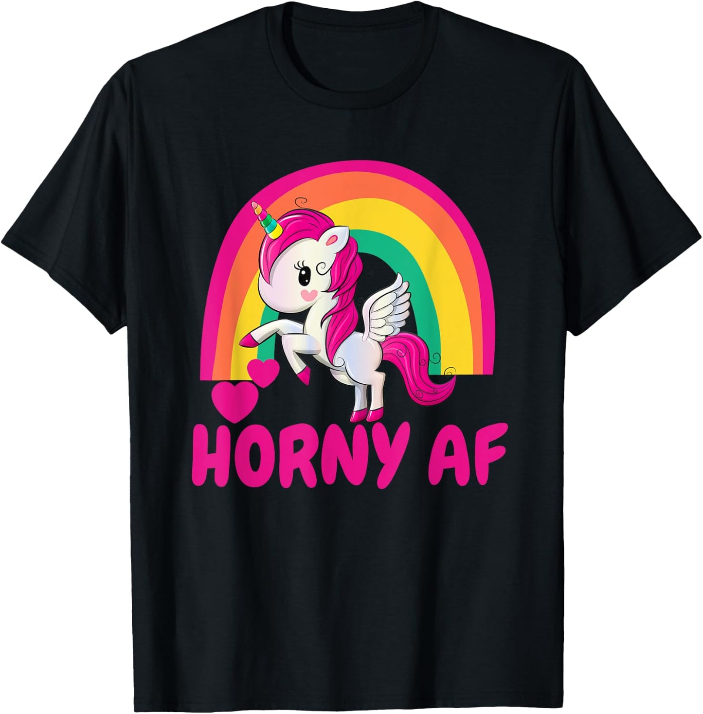 Horny AF Pink Unicorn T-Shirt - T-Shirt | Black