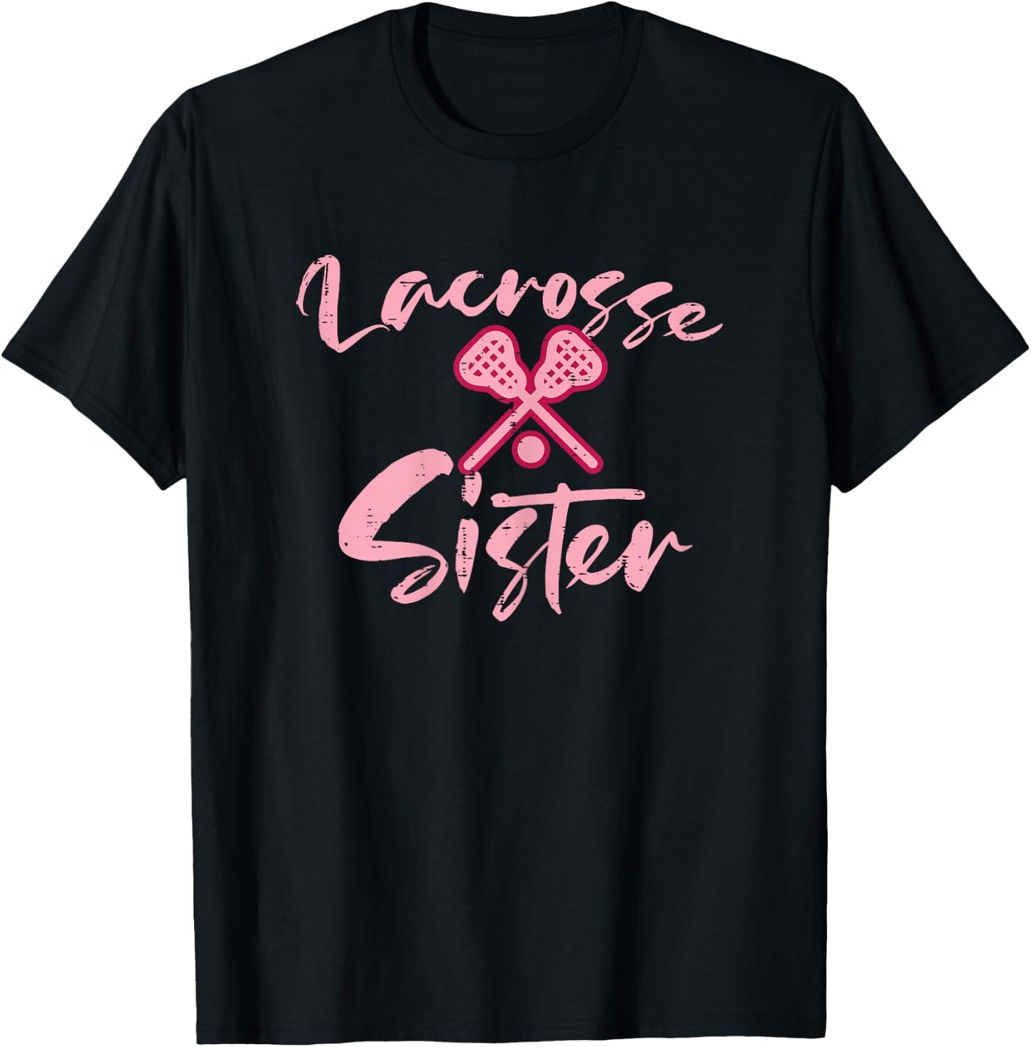 Lacrosse Sister Cute Family Matching Lax Fan Girls Women T-Shirt - T-Shirt | Black