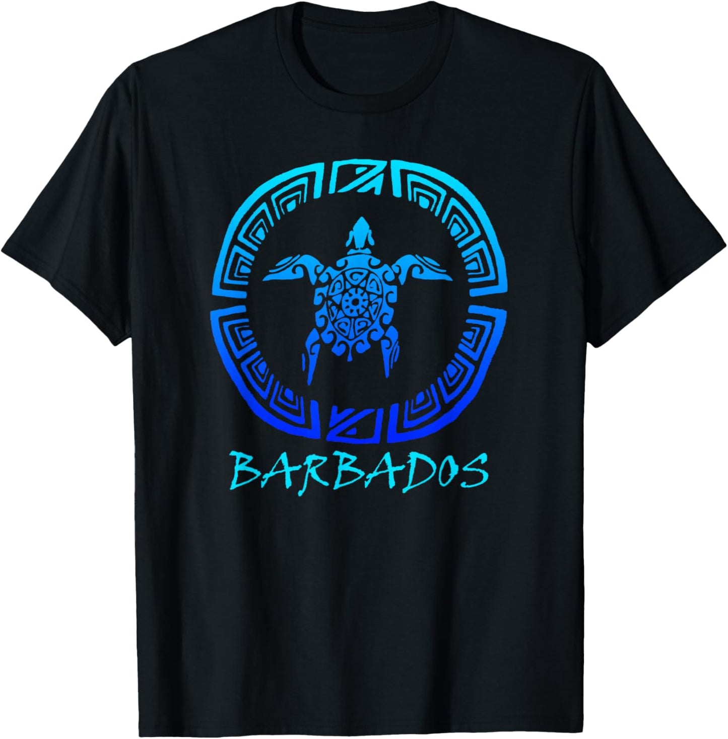 Barbados, Caribbean Vintage Tribal Turtle Vacation T-Shirt - T-Shirt | Black