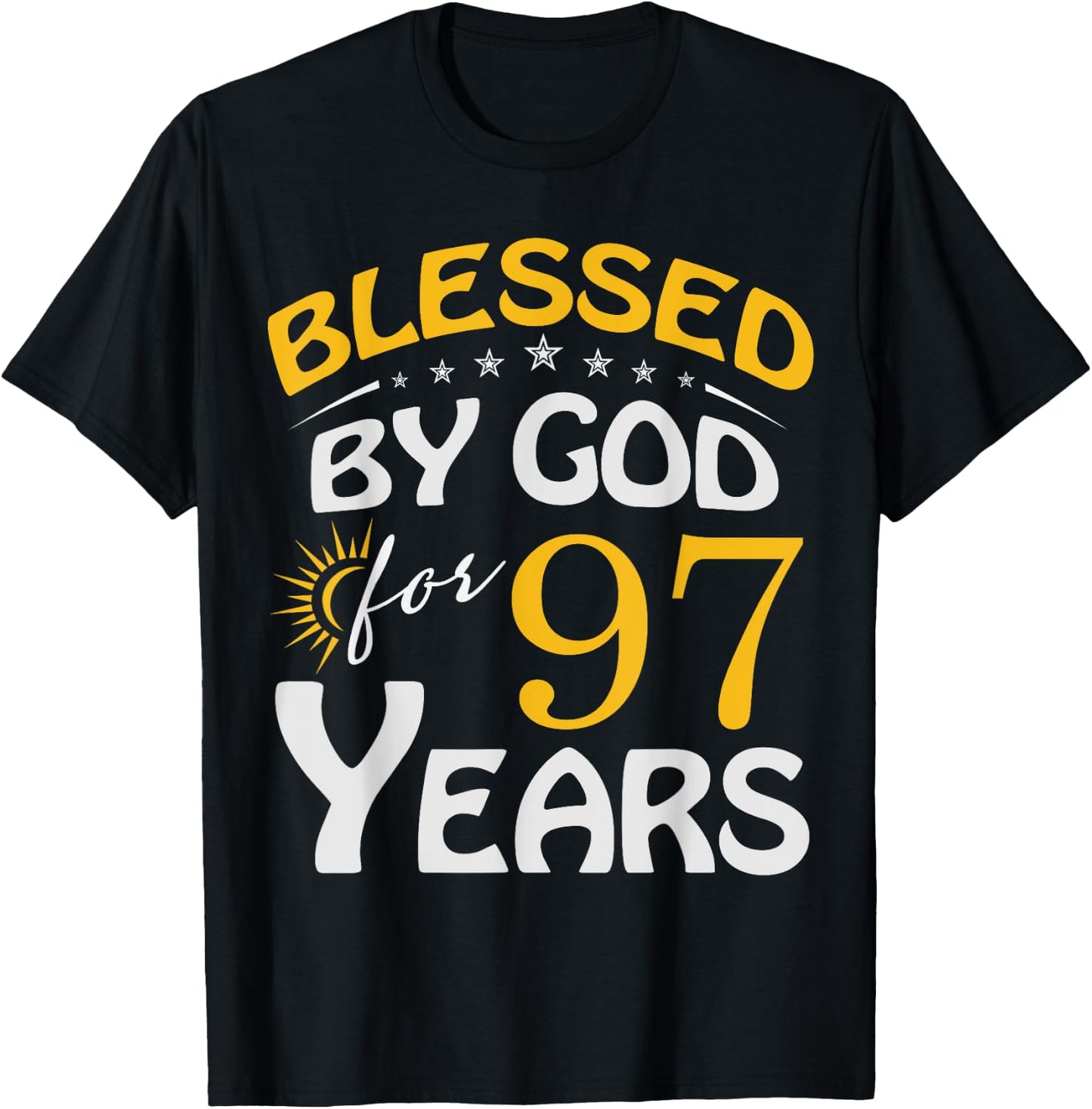 Vintage Blessed by God For 97 Years Old Happy 97th Birthday T-Shirt - T-Shirt | Black