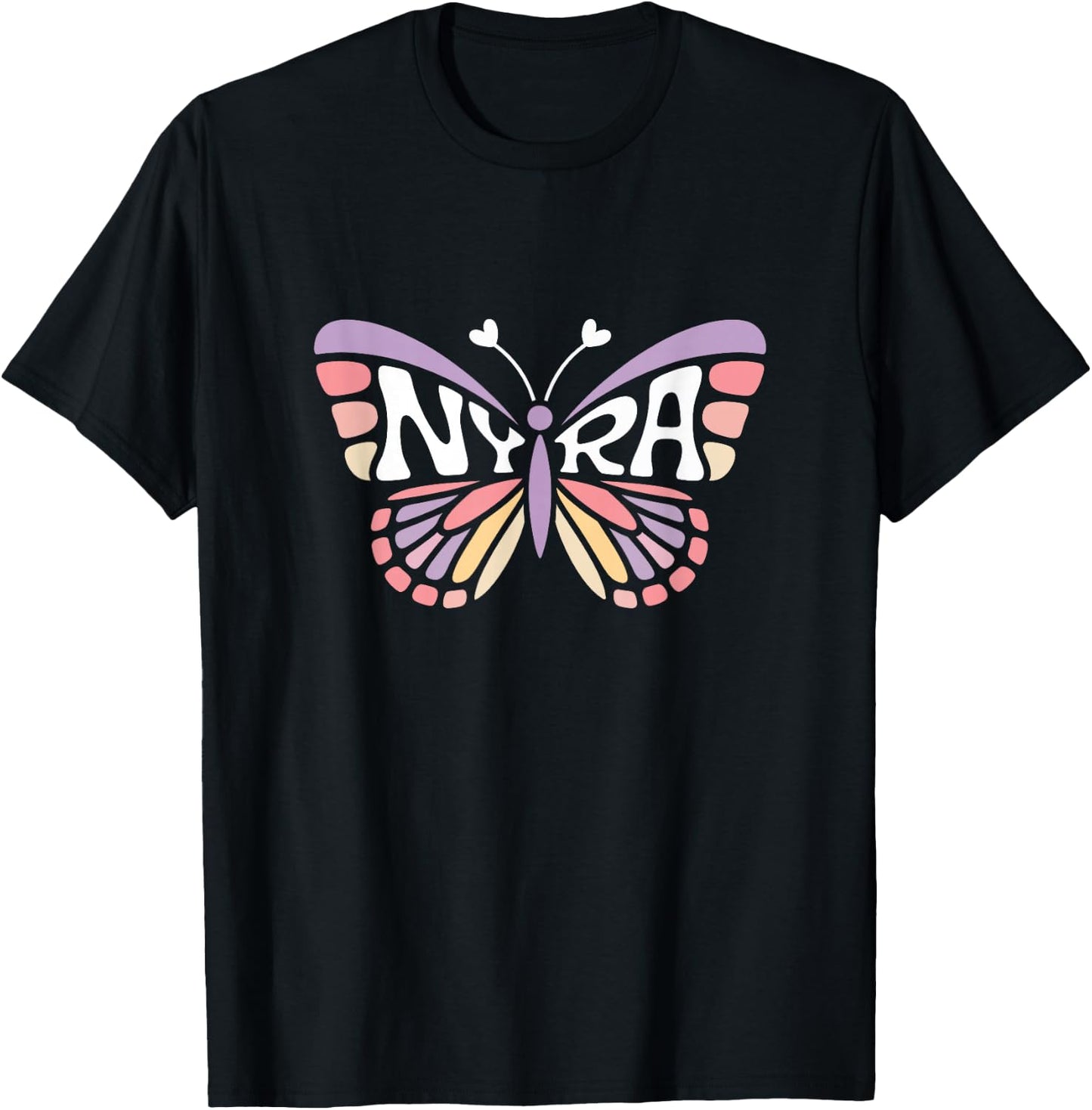 Nyra Butterfly - Personalized Cute Name Word Art T-Shirt - T-Shirt | Black