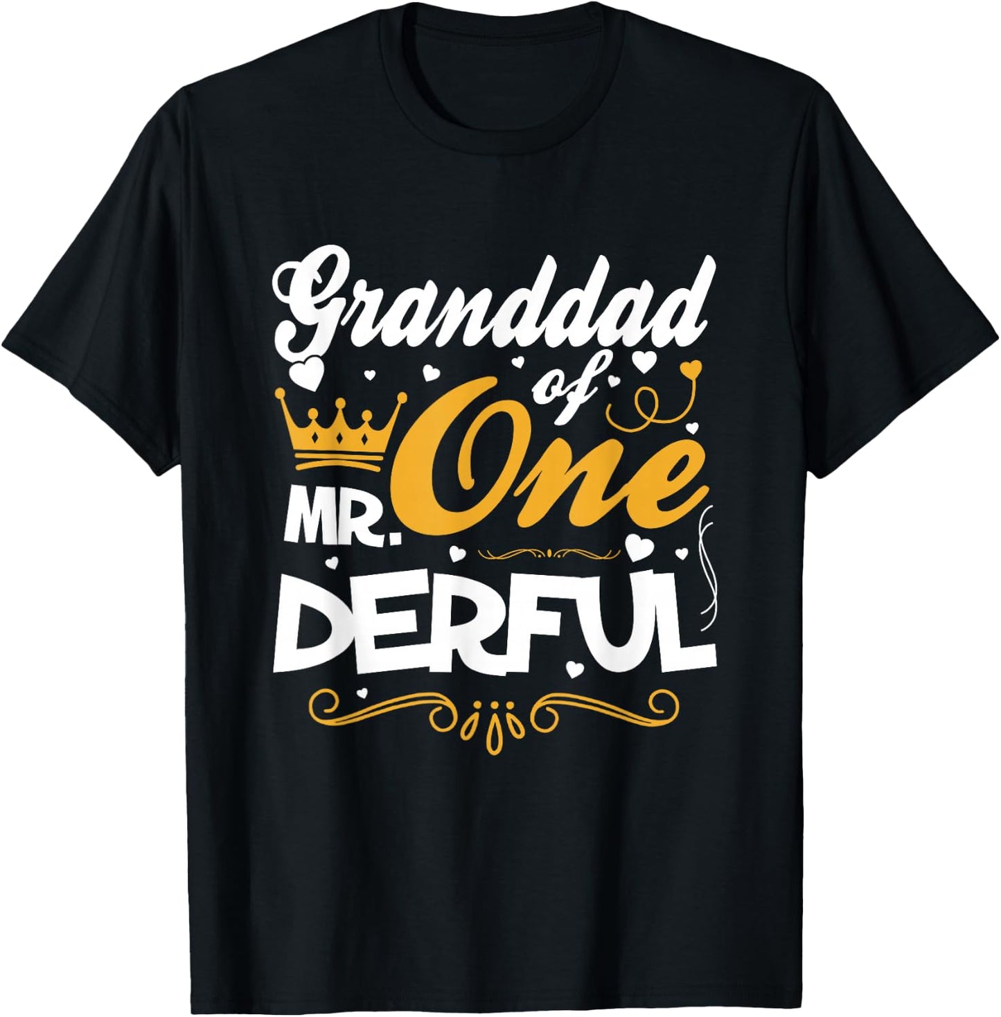 Granddad of Mr Onederful 1st Birthday One-Derful Matching T-Shirt - T-Shirt | Black