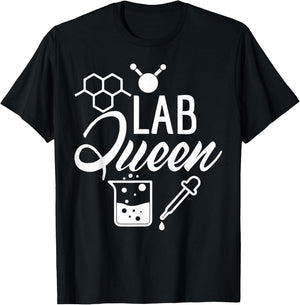Lab Queen Shirt Laboratory Science Female Scientist Gift T-Shirt - T-Shirt | Black