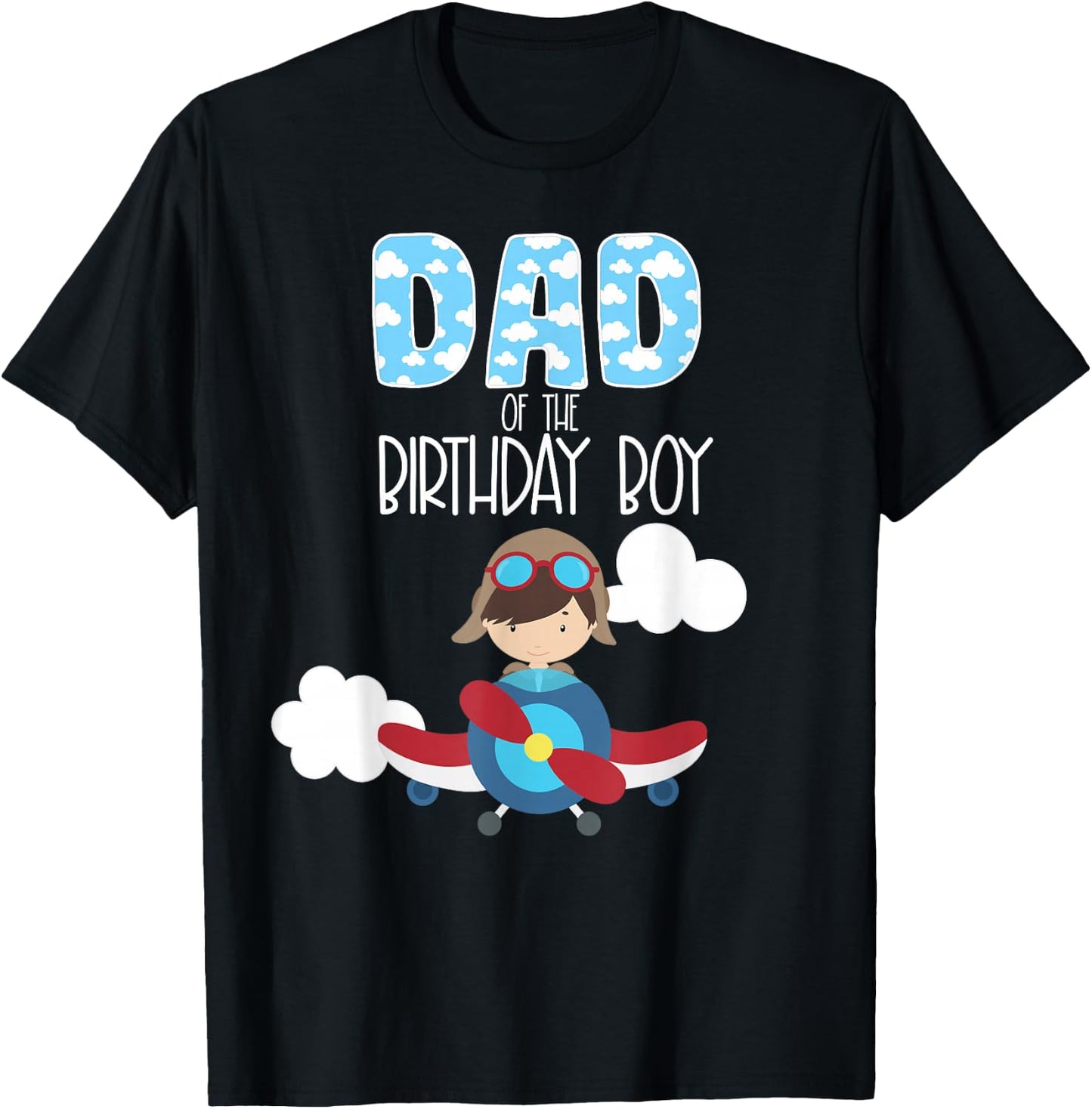Dad Of The Birthday Boy Airplane Pilot Flying Family T-Shirt - T-Shirt | Black