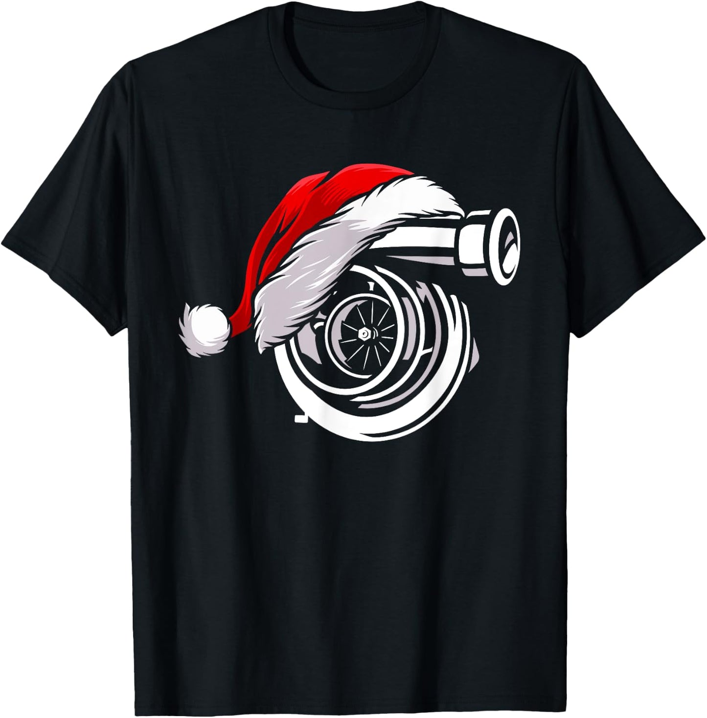 Turbo Santa Hat Car Enthusiast Turbocharger Racing Car Guy T-Shirt - T-Shirt | Black