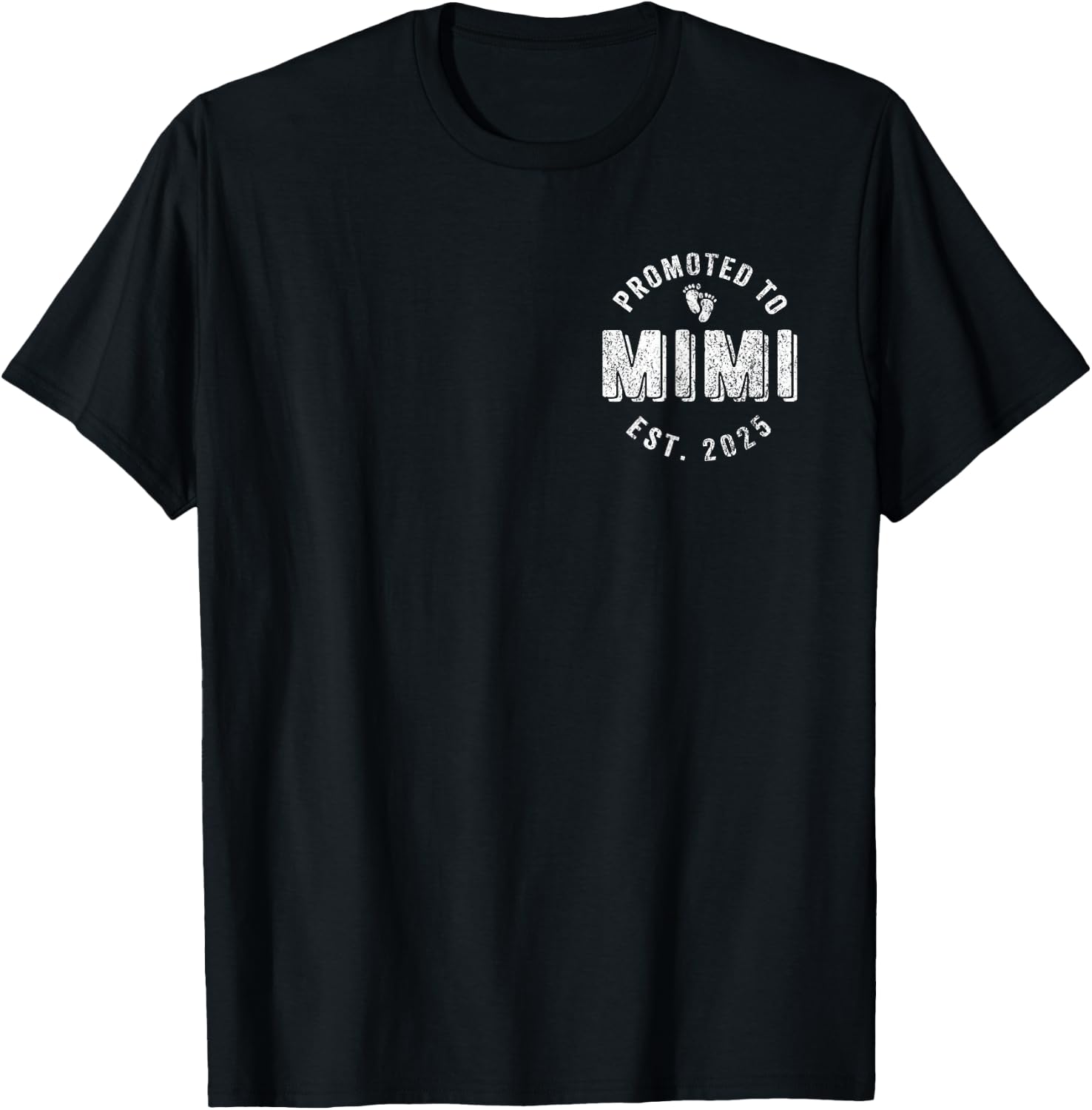 Promoted To Mimi Grandma Est. 2025 First Time Grandma T-Shirt - T-Shirt | Black