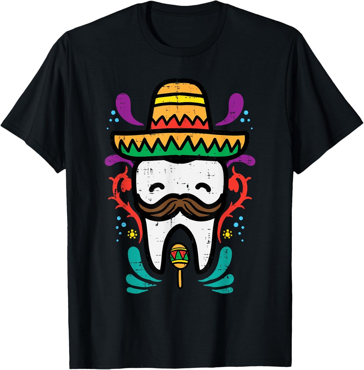 Mexican Tooth Funny Cinco De Mayo Dentist Dental Assistant T-Shirt - T-Shirt | Black