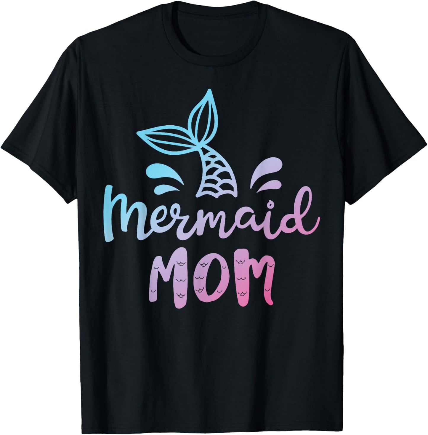 Mermaid Mom Funny Women Mommy Mama Family Matching Birthday T-Shirt - T-Shirt | Black