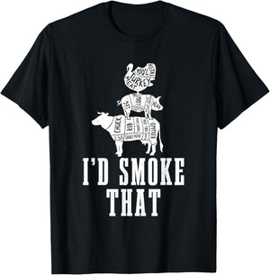 Id Smoke That Cow Pig Turkey Vintage Distressed Smoker T-Shirt - T-Shirt | Black
