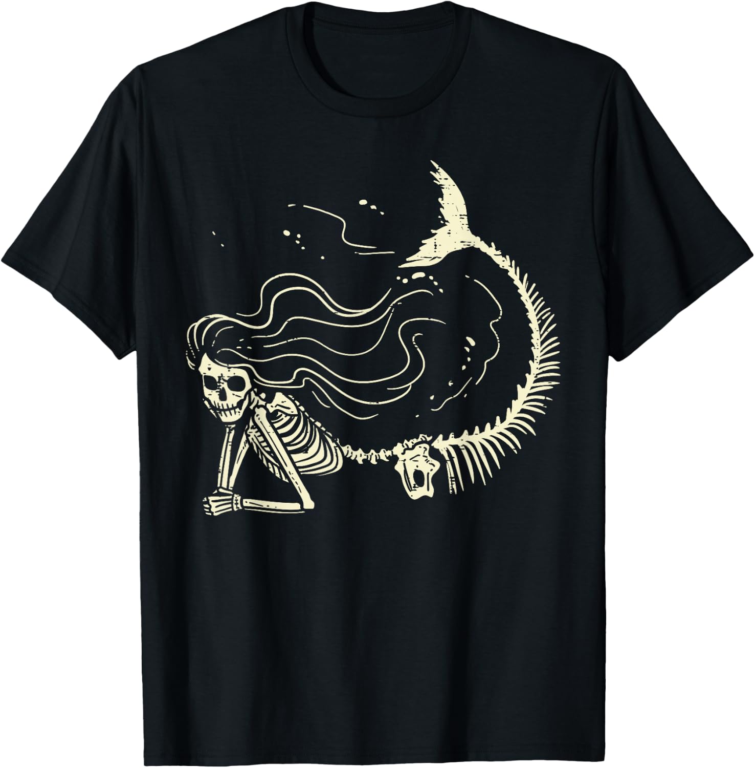 Mermaid Skeleton Cute Halloween Costume Women Girls Kids T-Shirt - T-Shirt | Black