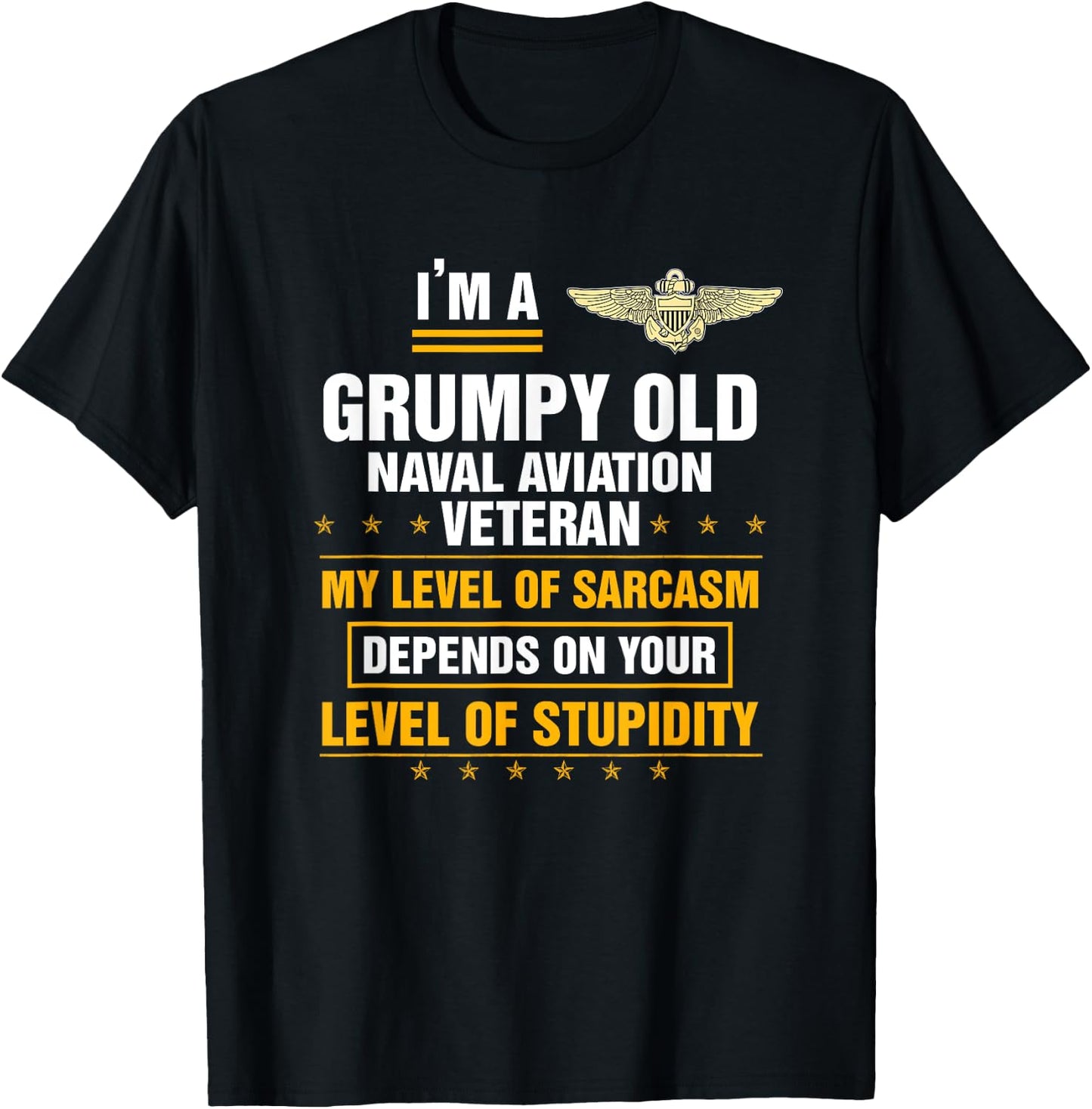 Grumpy Old Naval Aviation Veteran Soldier Funny Christmas T-Shirt - T-Shirt | Black