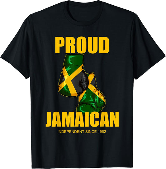 Jamaica independence day Proud Jamaican Boxing Gloves T-Shirt - T-Shirt | Black