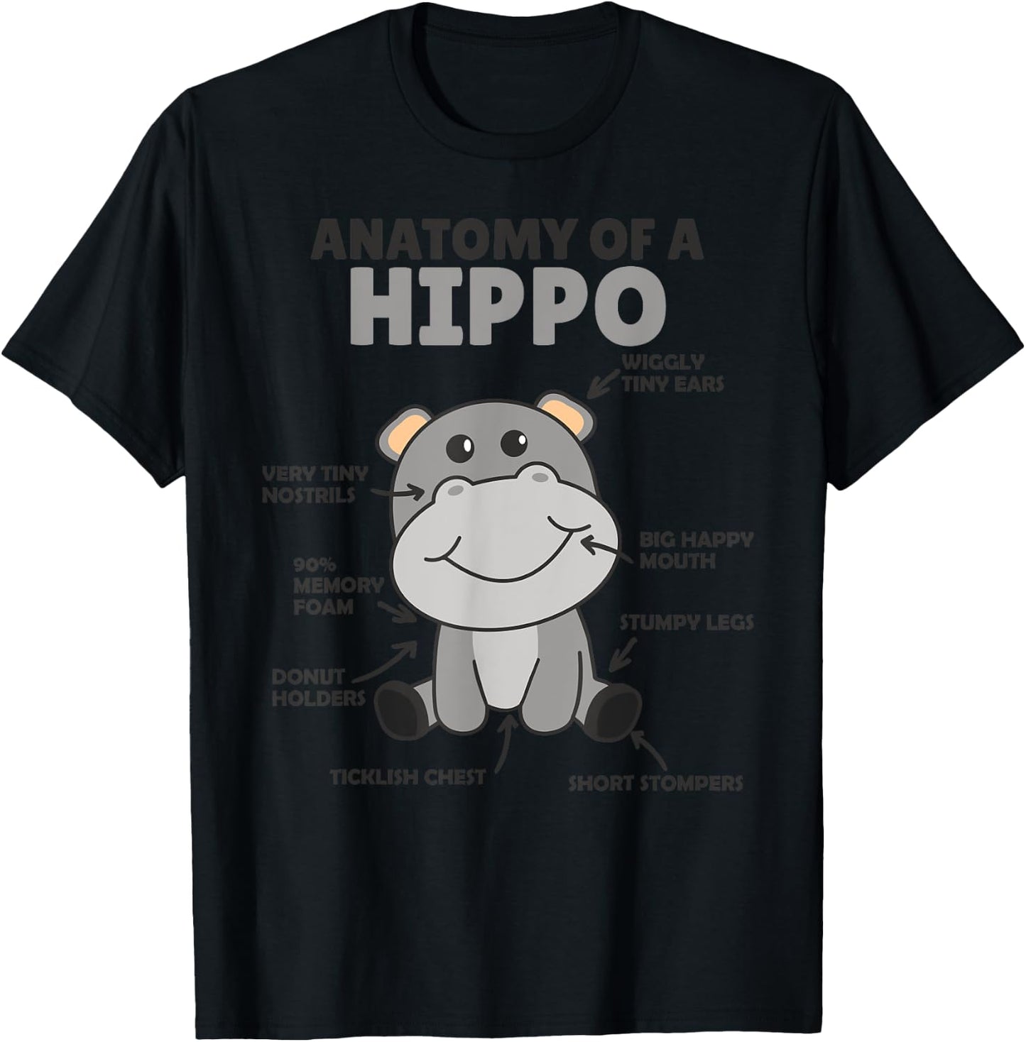 Sweet Hippo Explanation Anatomy Of A Hippo T-Shirt - T-Shirt | Black