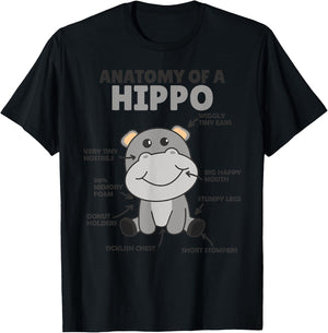 Sweet Hippo Explanation Anatomy Of A Hippo T-Shirt - T-Shirt | Black