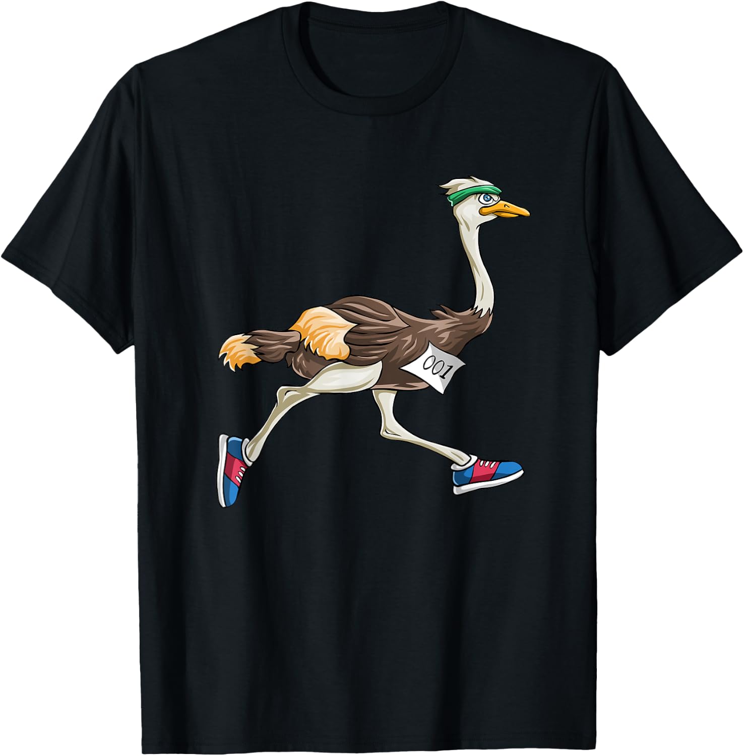 Ostrich Bird Running Marathon T Shirt Gift Women Men Kids T-Shirt - T-Shirt | Black