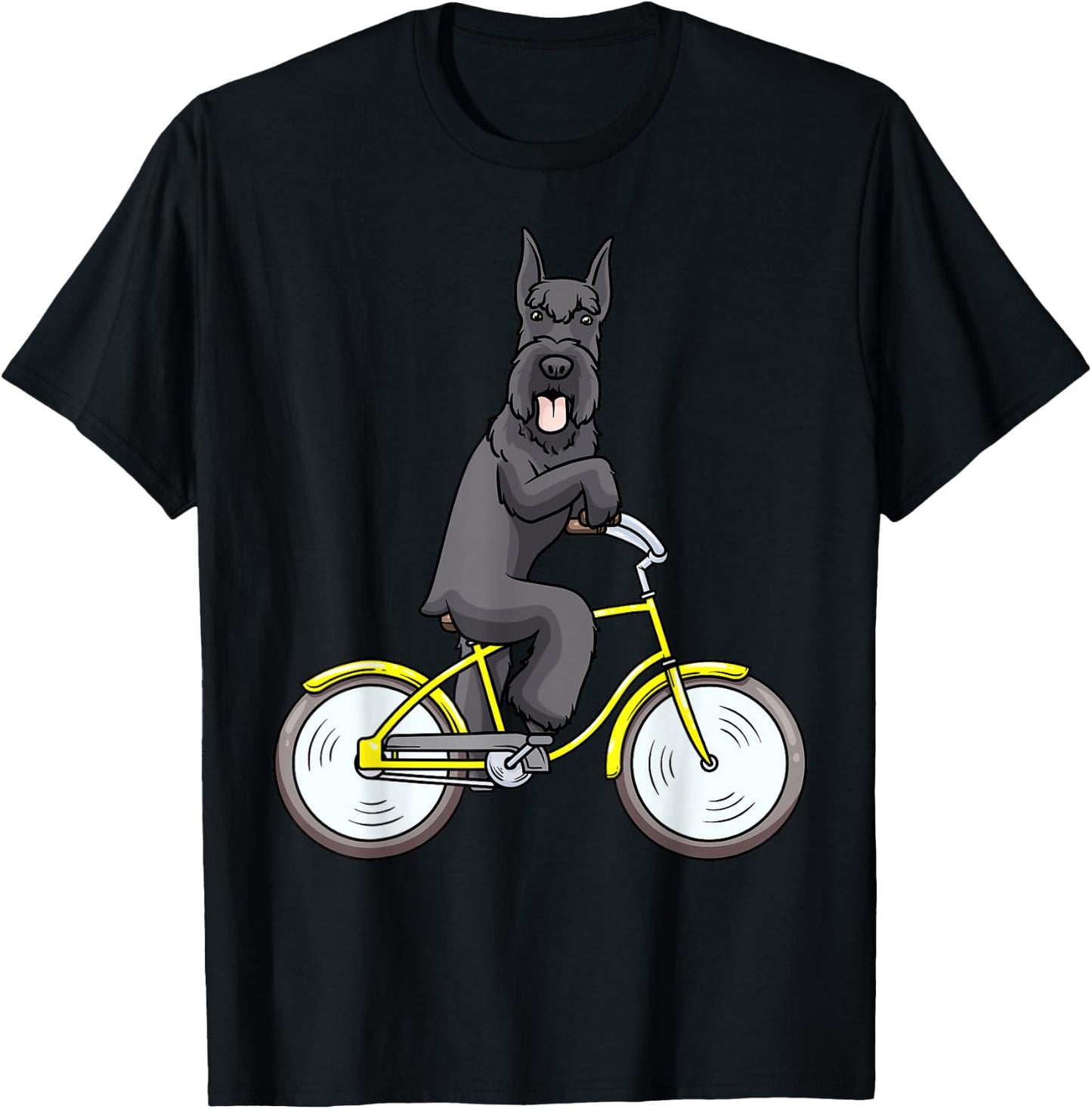 Giant Schnauzer Dog With Bike Riesenschnauzer T-Shirt - T-Shirt | Black