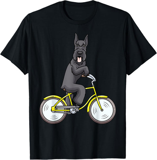 Giant Schnauzer Dog With Bike Riesenschnauzer T-Shirt - T-Shirt | Black