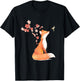 The Cute Fox And Hummingbird Cherry Blossom Flower Present T-Shirt - T-Shirt | Black