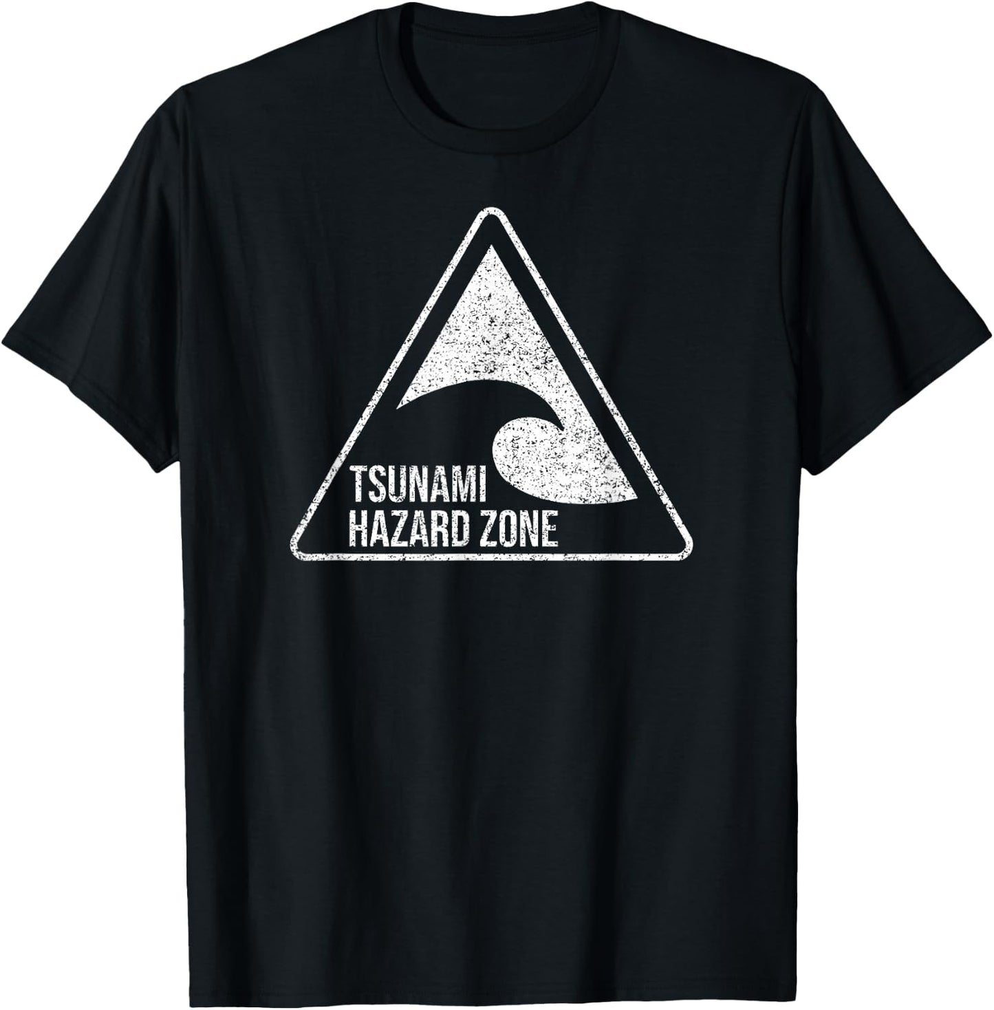 TSUNAMI Hazard Zone Warning Sign T-Shirt - T-Shirt | Black