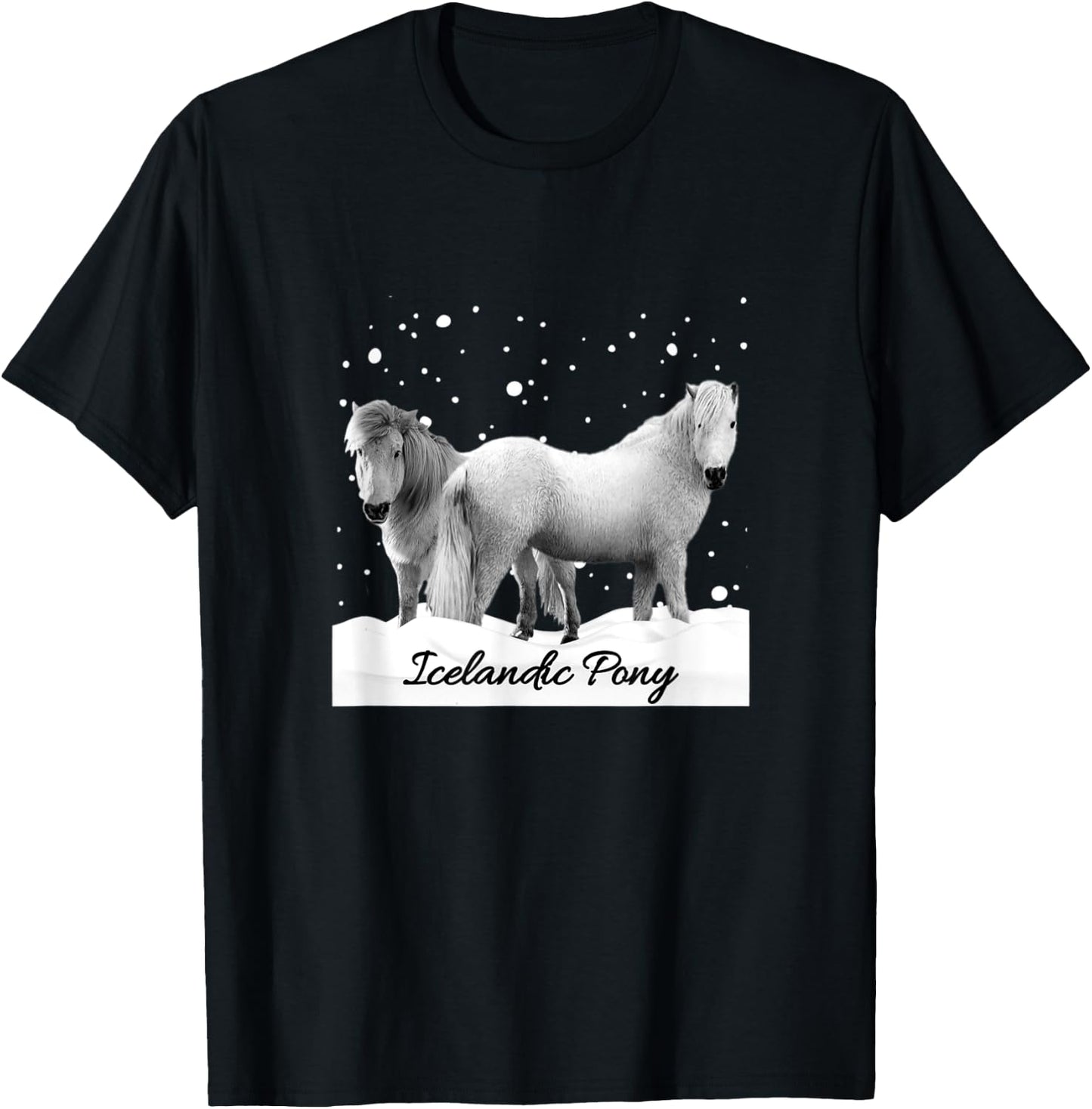 Icelandic Ponies Iceland Pony Horse Lovers Snow Design T-Shirt - T-Shirt | Black