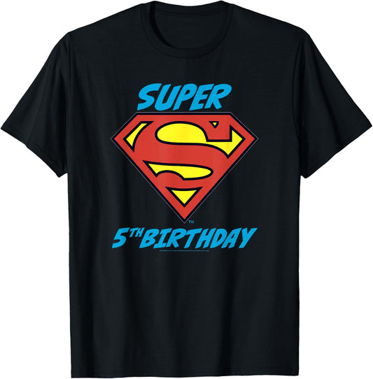 DC Comics Superman Super 5th Birthday Logo T-Shirt - T-Shirt | Black