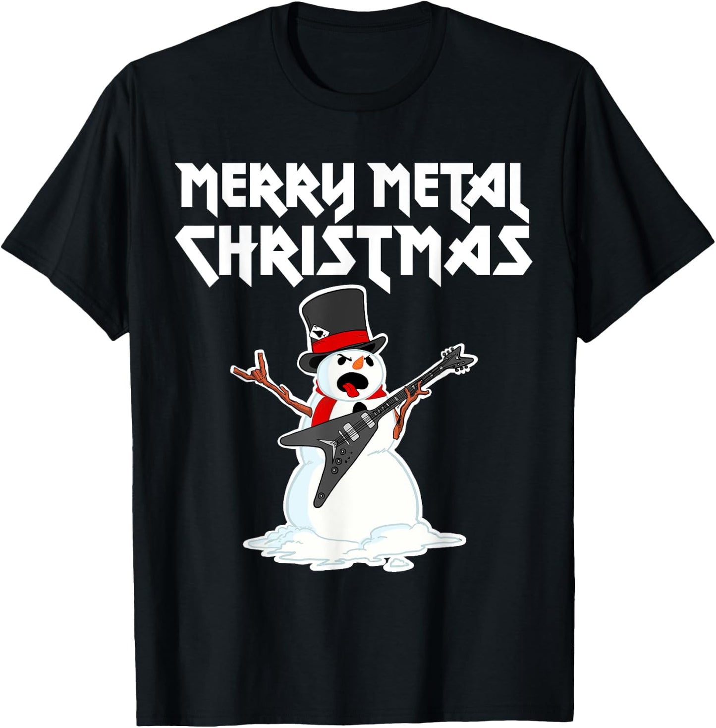 Metal Christmas funny Metal Metal Snowman T-Shirt - T-Shirt | Black