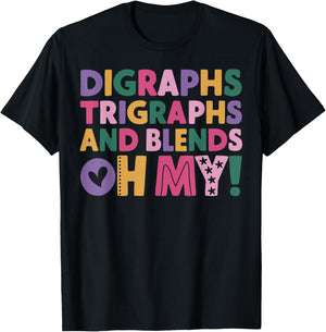 Digraphs Trigraphs And Blends Science of Reading Phonics T-Shirt - T-Shirt | Black