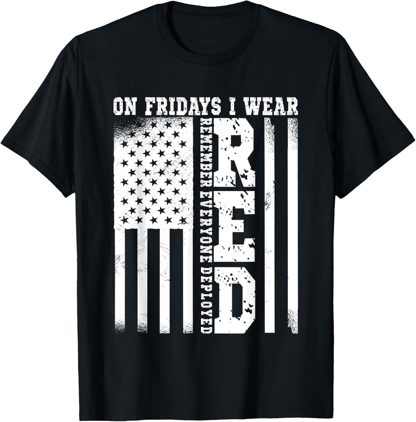 On Fridays I Wear Red USA Support American Troops T-Shirt - T-Shirt | Black