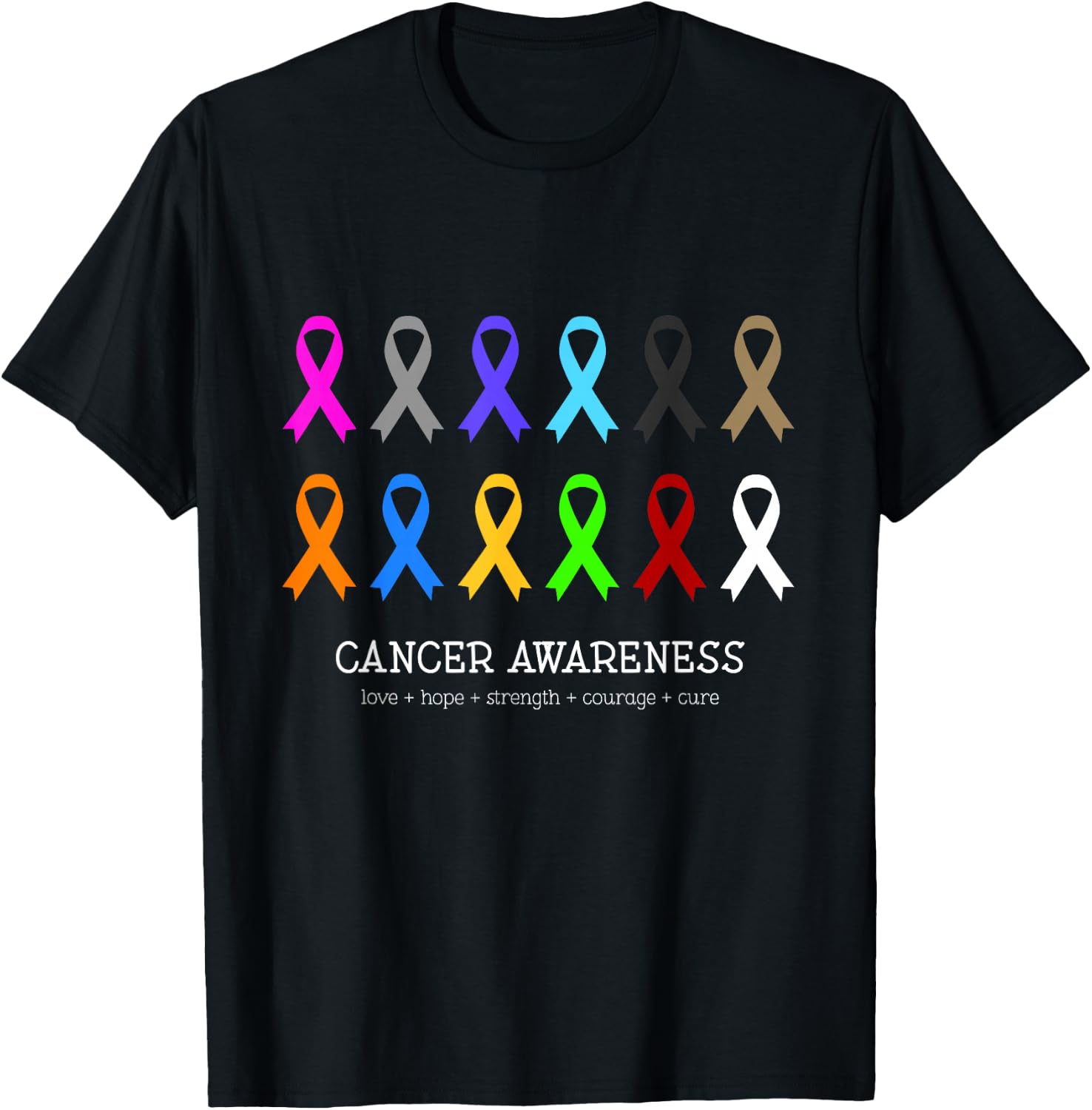 Cancer Awareness Clothing - Fight Cancer Ribbon T-Shirt - T-Shirt | Black