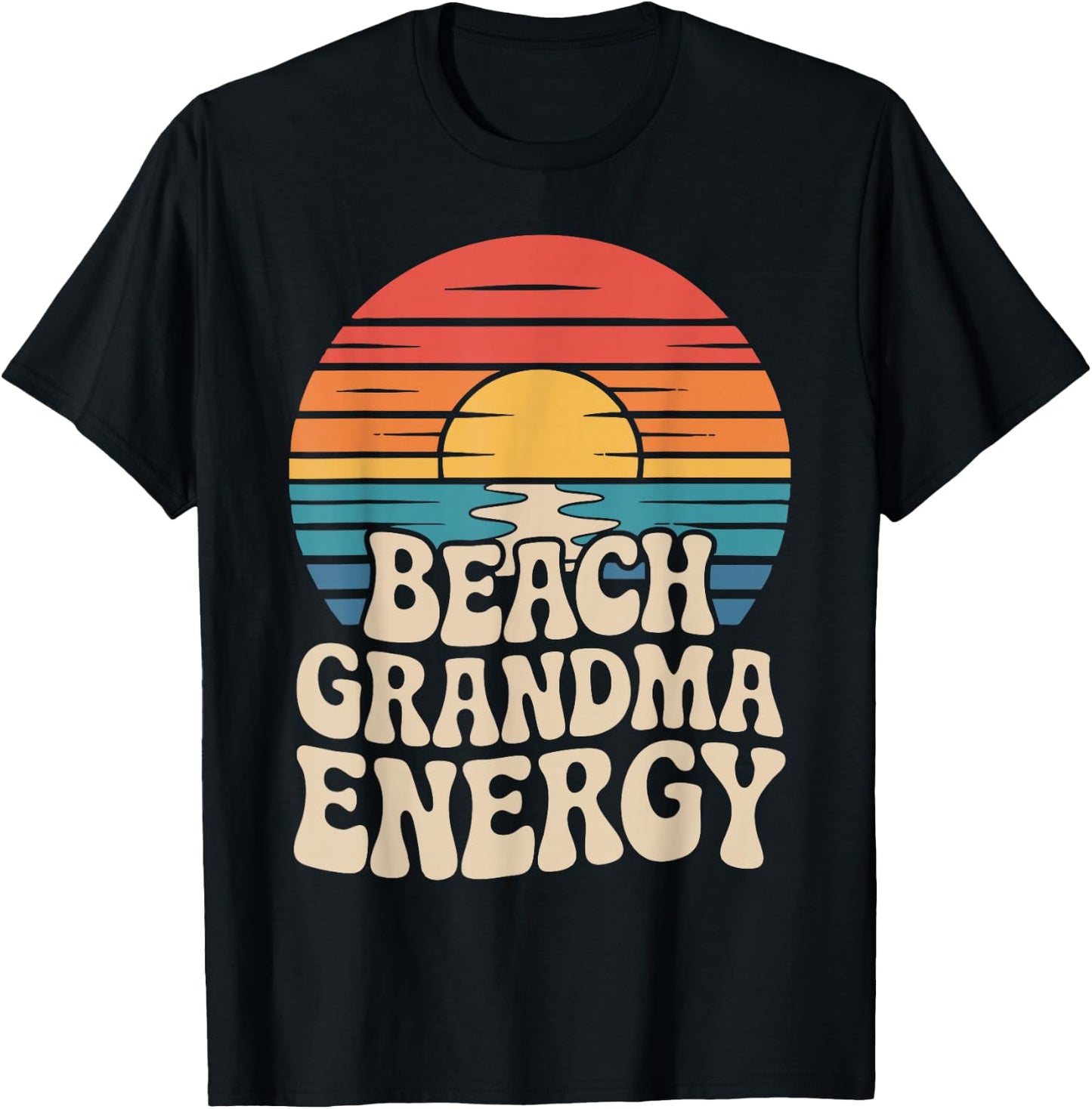 Retro Funny Beach Grandma Energy Summer Sunset Vacation T-Shirt - T-Shirt | Black