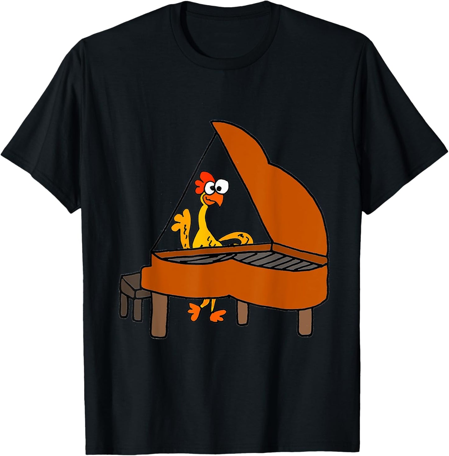 SmileteesMusic Funny Rubber Chicken Playing Piano T-Shirt - T-Shirt | Black