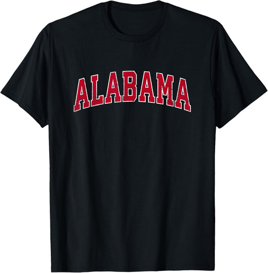 Alabama AL Vintage Sports Design Red Design T-Shirt - T-Shirt | Black