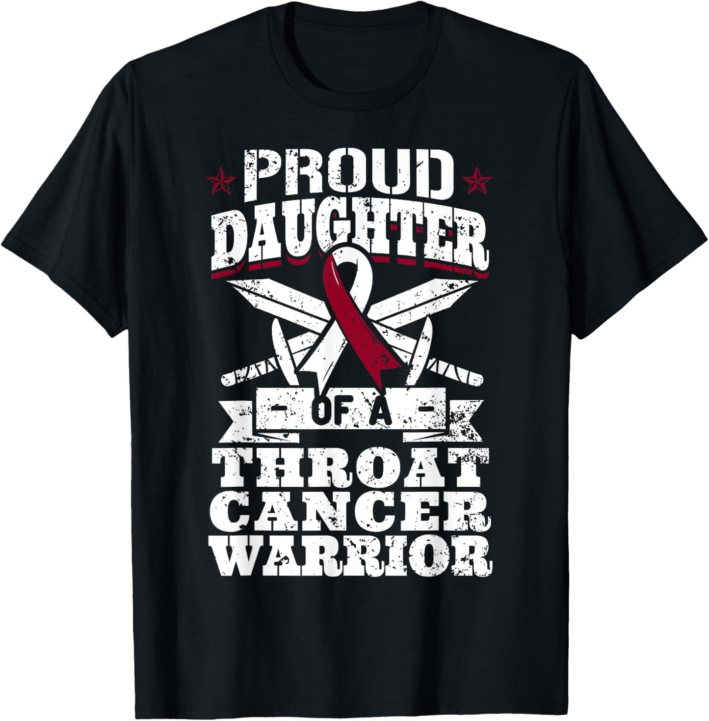 Proud Daughter Of A Throat Cancer Warrior Awareness Ribbon T-Shirt - T-Shirt | Black